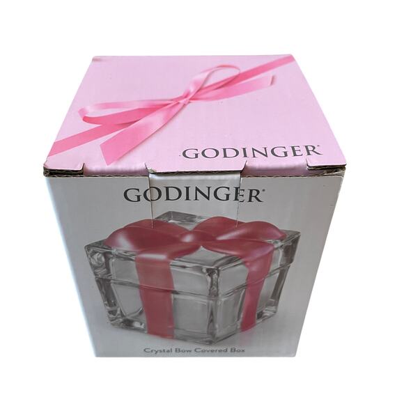 Godinger Crystal Gift Box with Pink Bow Christmas Present Trinket Box - Picture 12 of 16